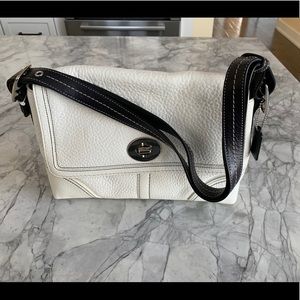 NWT Coach Black/White Pebbled Leather Bag